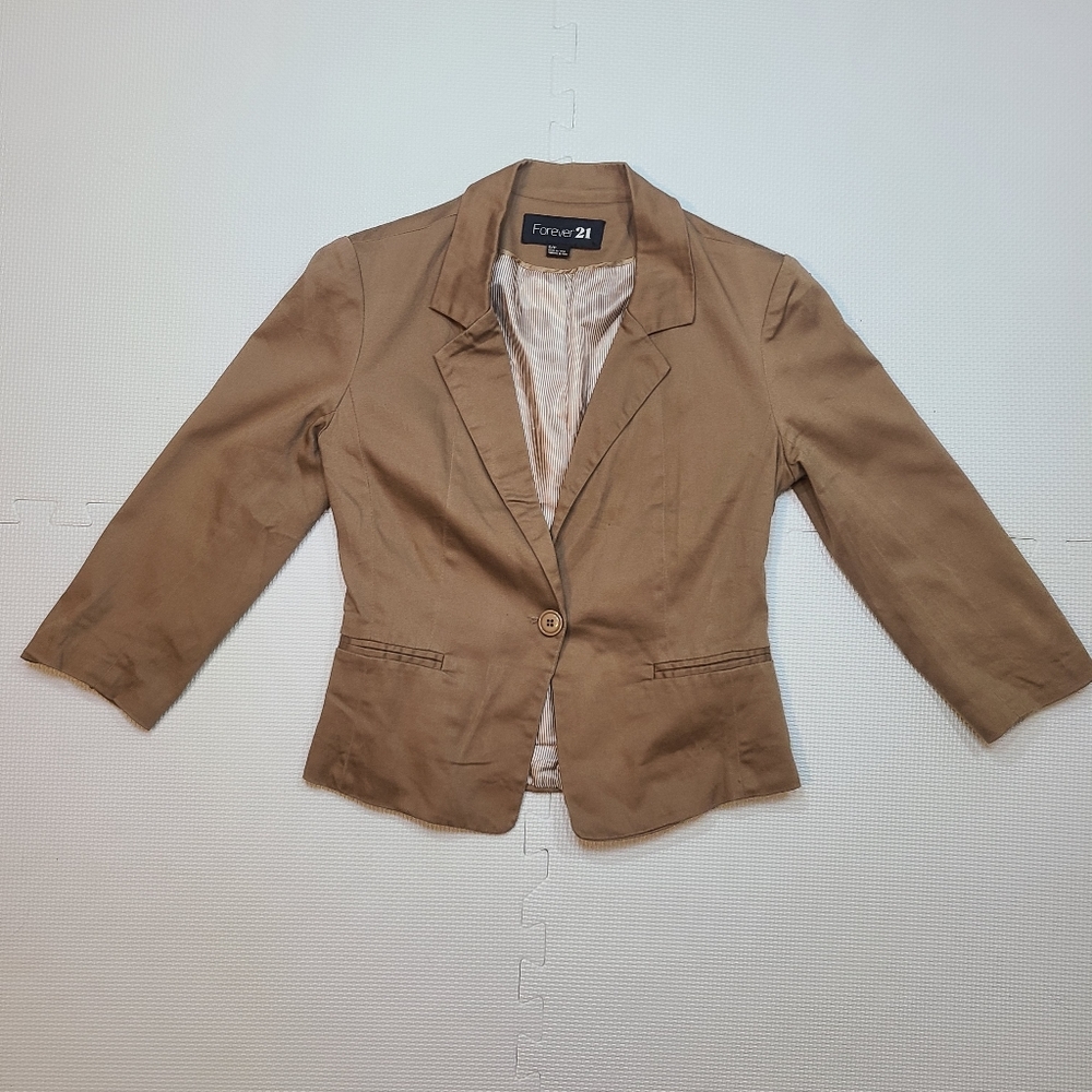 Forever 21 Tan Half Sleeve Blazer